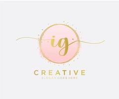 Initial IG feminine logo. Usable for Nature, Salon, Spa, Cosmetic and Beauty Logos. Flat Vector Logo Design Template Element.