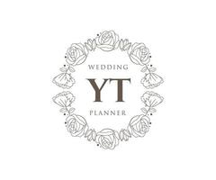 colección de logotipos de monograma de boda con letras iniciales, plantillas florales y minimalistas modernas dibujadas a mano para tarjetas de invitación, guardar la fecha, identidad elegante para restaurante, boutique, café en vector