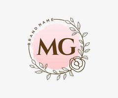 logotipo femenino mg inicial. utilizable para logotipos de naturaleza, salón, spa, cosmética y belleza. elemento de plantilla de diseño de logotipo de vector plano.