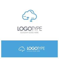 Cloud Computing Link Data Blue Logo Line Style vector