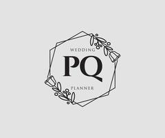 Initial PQ feminine logo. Usable for Nature, Salon, Spa, Cosmetic and Beauty Logos. Flat Vector Logo Design Template Element.