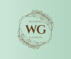 WG Initials letter Wedding monogram logos collection, hand drawn modern minimalistic and floral templates for Invitation cards, Save the Date, elegant identity for restaurant, boutique, cafe in vector