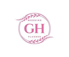 GH Initials letter Wedding monogram logos collection, hand drawn modern minimalistic and floral templates for Invitation cards, Save the Date, elegant identity for restaurant, boutique, cafe in vector