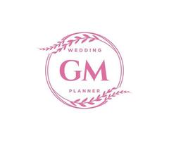 GM Initials letter Wedding monogram logos collection, hand drawn modern minimalistic and floral templates for Invitation cards, Save the Date, elegant identity for restaurant, boutique, cafe in vector