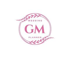 colección de logotipos de monograma de boda con letras iniciales gm, plantillas florales y minimalistas modernas dibujadas a mano para tarjetas de invitación, guardar la fecha, identidad elegante para restaurante, boutique, café en vector