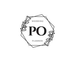 Initial PO feminine logo. Usable for Nature, Salon, Spa, Cosmetic and Beauty Logos. Flat Vector Logo Design Template Element.