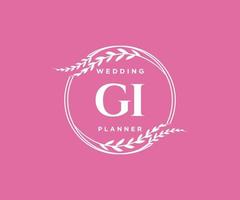 GI Initials letter Wedding monogram logos collection, hand drawn modern minimalistic and floral templates for Invitation cards, Save the Date, elegant identity for restaurant, boutique, cafe in vector