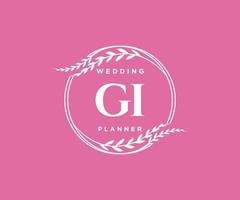 GI Initials letter Wedding monogram logos collection, hand drawn modern minimalistic and floral templates for Invitation cards, Save the Date, elegant identity for restaurant, boutique, cafe in vector