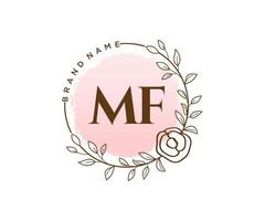 logotipo femenino mf inicial. utilizable para logotipos de naturaleza, salón, spa, cosmética y belleza. elemento de plantilla de diseño de logotipo de vector plano.