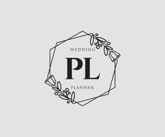 logo femenino pl inicial. utilizable para logotipos de naturaleza, salón, spa, cosmética y belleza. elemento de plantilla de diseño de logotipo de vector plano.