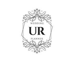 UR Initials letter Wedding monogram logos collection, hand drawn modern minimalistic and floral templates for Invitation cards, Save the Date, elegant identity for restaurant, boutique, cafe in vector