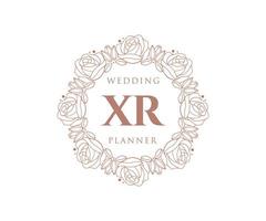 XR Initials letter Wedding monogram logos collection, hand drawn modern minimalistic and floral templates for Invitation cards, Save the Date, elegant identity for restaurant, boutique, cafe in vector