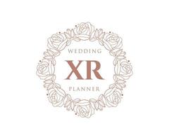 XR Initials letter Wedding monogram logos collection, hand drawn modern minimalistic and floral templates for Invitation cards, Save the Date, elegant identity for restaurant, boutique, cafe in vector