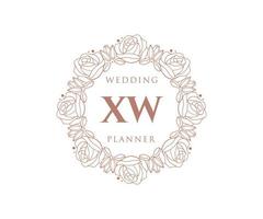 XW Initials letter Wedding monogram logos collection, hand drawn modern minimalistic and floral templates for Invitation cards, Save the Date, elegant identity for restaurant, boutique, cafe in vector