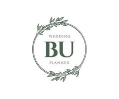 colección de logotipos de monograma de boda con letras iniciales bu, plantillas florales y minimalistas modernas dibujadas a mano para tarjetas de invitación, guardar la fecha, identidad elegante para restaurante, boutique, café en vector