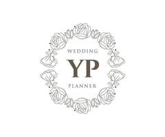 colección de logotipos de monograma de boda con letras iniciales de yp, plantillas florales y minimalistas modernas dibujadas a mano para tarjetas de invitación, guardar la fecha, identidad elegante para restaurante, boutique, café en vector