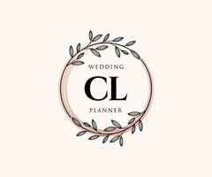 colección de logotipos de monograma de boda con letras iniciales cl, plantillas florales y minimalistas modernas dibujadas a mano para tarjetas de invitación, guardar la fecha, identidad elegante para restaurante, boutique, café en vector