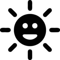 icono de sol en fondo blanco, ilustración del símbolo de icono de sol en negro sobre fondo blanco vector