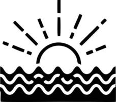 icono de sol en fondo blanco, ilustración del símbolo de icono de sol en negro sobre fondo blanco vector