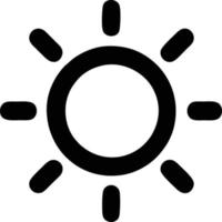 icono de sol en fondo blanco, ilustración del símbolo de icono de sol en negro sobre fondo blanco vector