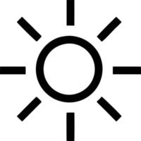 icono de sol en fondo blanco, ilustración del símbolo de icono de sol en negro sobre fondo blanco vector