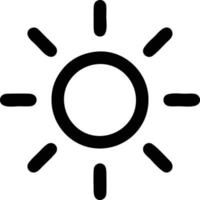 icono de sol en fondo blanco, ilustración del símbolo de icono de sol en negro sobre fondo blanco vector