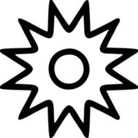 icono de sol en fondo blanco, ilustración del símbolo de icono de sol en negro sobre fondo blanco vector