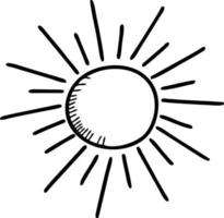 icono de sol en fondo blanco, ilustración del símbolo de icono de sol en negro sobre fondo blanco vector