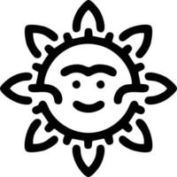 icono de sol en fondo blanco, ilustración del símbolo de icono de sol en negro sobre fondo blanco vector