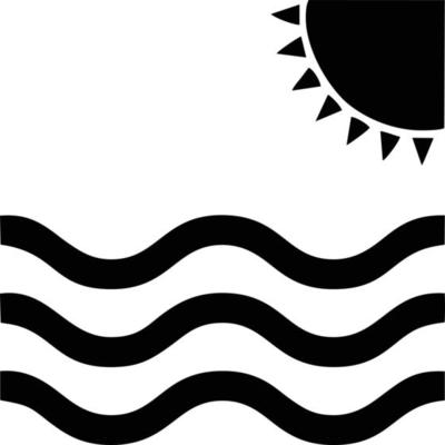 sun icon in white background, illustration of sun icon symbol in black on white background