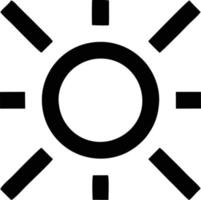 icono de sol en fondo blanco, ilustración del símbolo de icono de sol en negro sobre fondo blanco vector