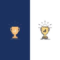 award trophy win prize first Flat Color Icon Vector