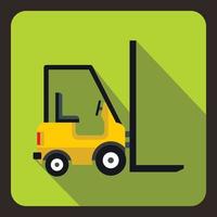 Yellow stacker loader icon, flat style vector