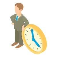 Businessman and clock showing 4 clock icon vector