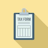 Tax form clipboard icon, flat style vector