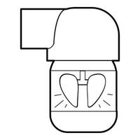 inhalador para icono de pulmón, estilo de contorno vector