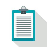 Clipboard with check list icon, flat style vector