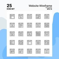 25 conjunto de iconos de estructura alámbrica del sitio web 100 archivos eps 10 editables concepto de logotipo de empresa ideas diseño de icono de línea vector