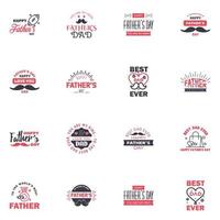 Happy fathers day 16 Black and Pink vintage retro type font Illustrator eps10 Editable Vector Design Elements