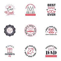 Set of Happy Fathers day elements 9 Black and Pink Vector illustration Editable Vector Design Elements