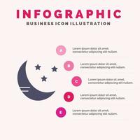 Moon Cloud Weather Solid Icon Infographics 5 Steps Presentation Background vector