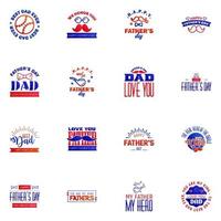 Happy fathers day greeting cards set 16 Blue and red Vector typography lettering Usable for banners print You are the best dad text design Editable Vector Design Elements