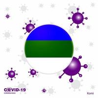 Pray For Komi COVID19 Coronavirus Typography Flag Stay home Stay Healthy Take care of your own health vector