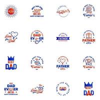 Happy fathers day 16 Blue and red vintage retro type font Illustrator eps10 Editable Vector Design Elements