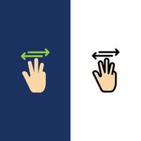 Hand Hand Cursor Up Left Right  Icons Flat and Line Filled Icon Set Vector Blue Background