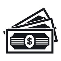 Three dollar bills icon, simple style vector