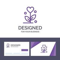 tarjeta de visita creativa y plantilla de logotipo amor flor boda corazón vector ilustración