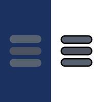 List Task Text  Icons Flat and Line Filled Icon Set Vector Blue Background