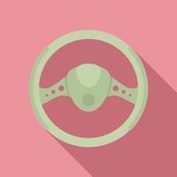 Car steering wheel icon, flat style vector