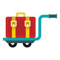 Suitcase on a cart icon, flat style vector